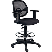 Interion® Tabouret de rédaction- Tissu - Noir