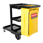 Rubbermaid® 6173-88 Janitor Cart avec sac en vinyle de 25 gallons, noir