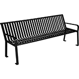 Global Industrial™ 6' Vertical Steel Slat Outdoor Park Bench avec dos, noir